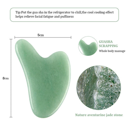 Natural Jade Gua Sha Facial Massage Tool – Stone Scraper for Face, Neck & Body