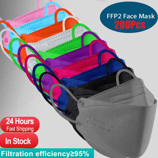 KN95 4-Layer Disposable Face Masks 10–200 PCS Breathable Protective Mask Adult Multi-Color Anti-Dust