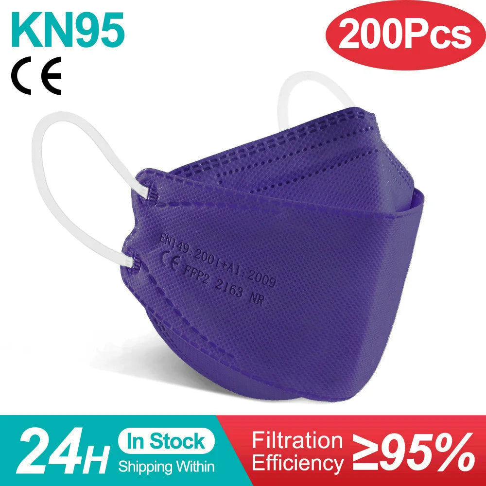 KN95 4-Layer Disposable Face Masks 10–200 PCS Breathable Protective Mask Adult Multi-Color Anti-Dust