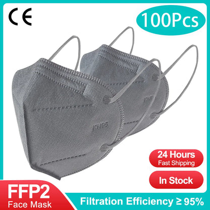 KN95 5-Layer Protective Face Masks 10–200 PCS Breathable Disposable Anti-Dust Masks Adult Multicolor