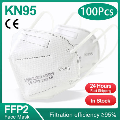 KN95 5-Layer Protective Face Masks 10–200 PCS Breathable Disposable Anti-Dust Masks Adult Multicolor