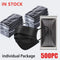 10–500 Pcs Black Disposable Face Masks – 3-Ply Anti-Dust Masks for Adults, Individually Wrapped, Breathable & Comfortable