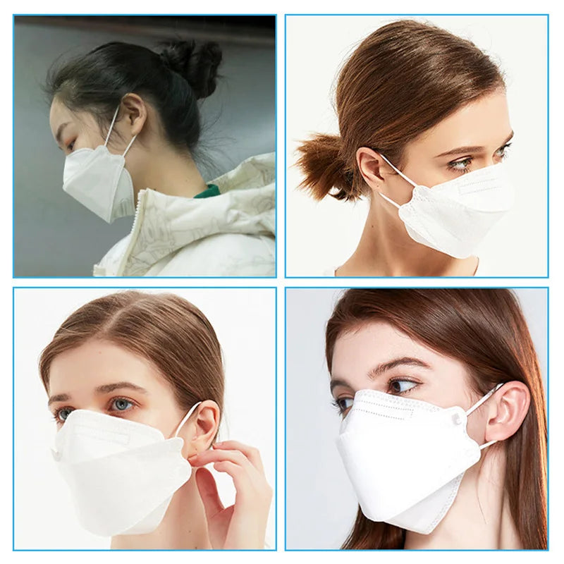 KN95 Fish-Style Face Masks FFP2 Respirator – 4-Layer Protective Mask for Adults, Breathable Mouth Cover, CE Certified