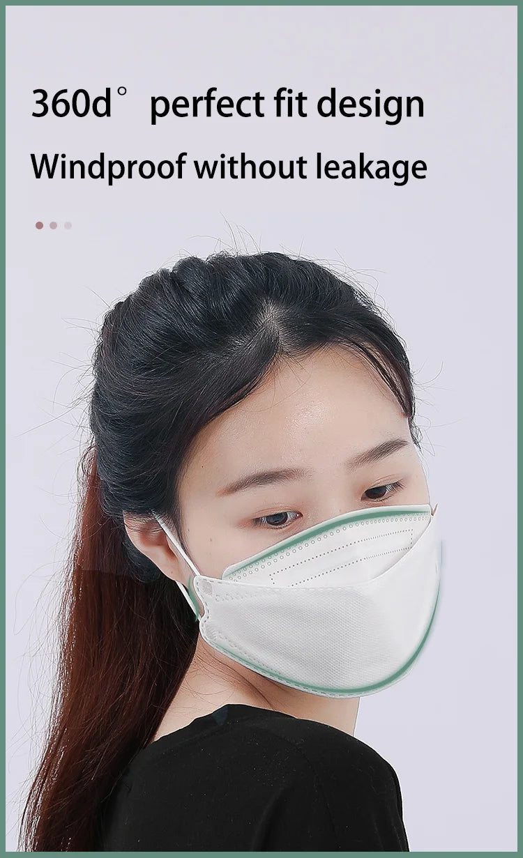 KN95 Fish-Style Face Masks FFP2 Respirator – 4-Layer Protective Mask for Adults, Breathable Mouth Cover, CE Certified