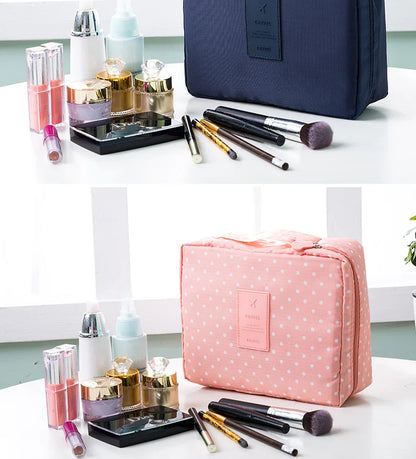 High-Capacity Waterproof Makeup Bag – Women’s Cosmetic Organizer & Travel Toiletry Case