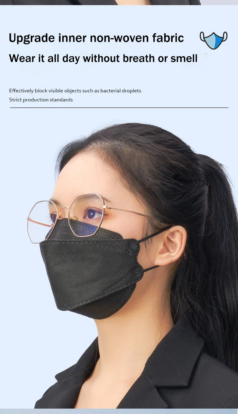 KN95 4-Layer Disposable Face Masks 10–200 PCS Breathable Protective Mask Adult Multi-Color Anti-Dust