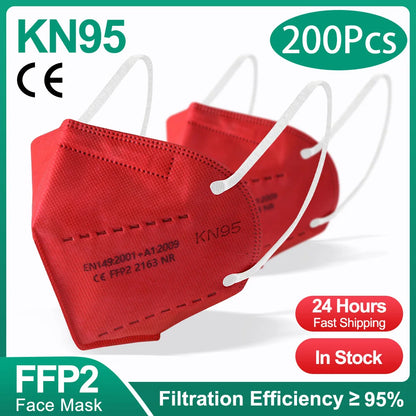 KN95 5-Layer Protective Face Masks 10–200 PCS Breathable Disposable Anti-Dust Masks Adult Multicolor