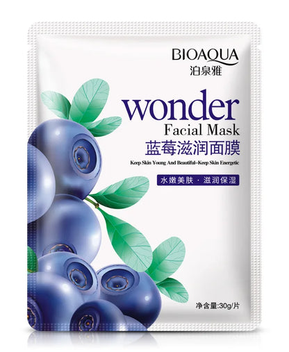 Natural Fruit Facial Sheet Masks – Hydrating, Oil-Control, Moisturizing Skincare with Blueberry, Cucumber, Pomegranate & Aloe