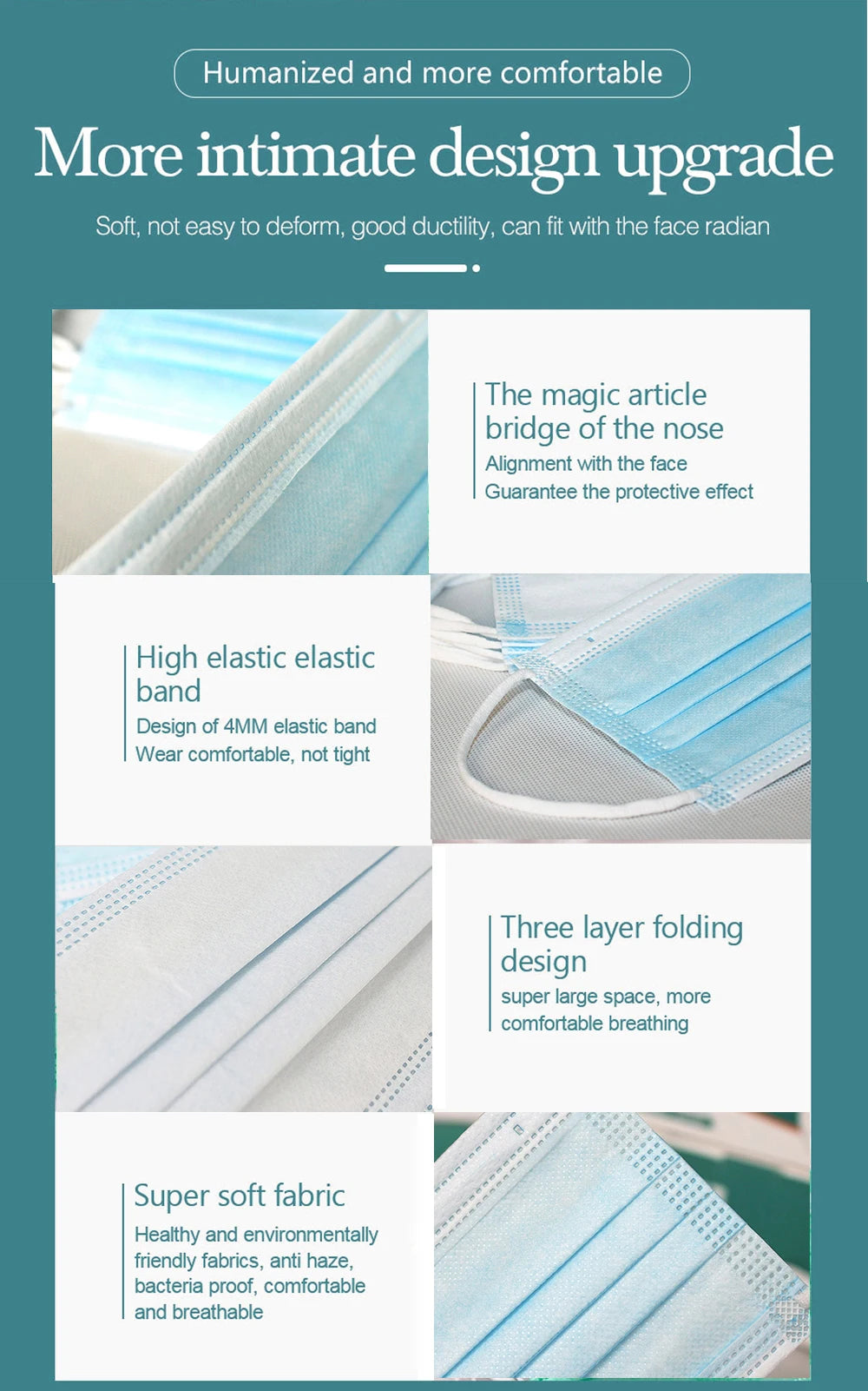 10–200PCS Kids Disposable Face Masks – 3-Ply Non-Woven Breathable Child Masks with Ear Loops, Anti-Dust Protective Mascarillas