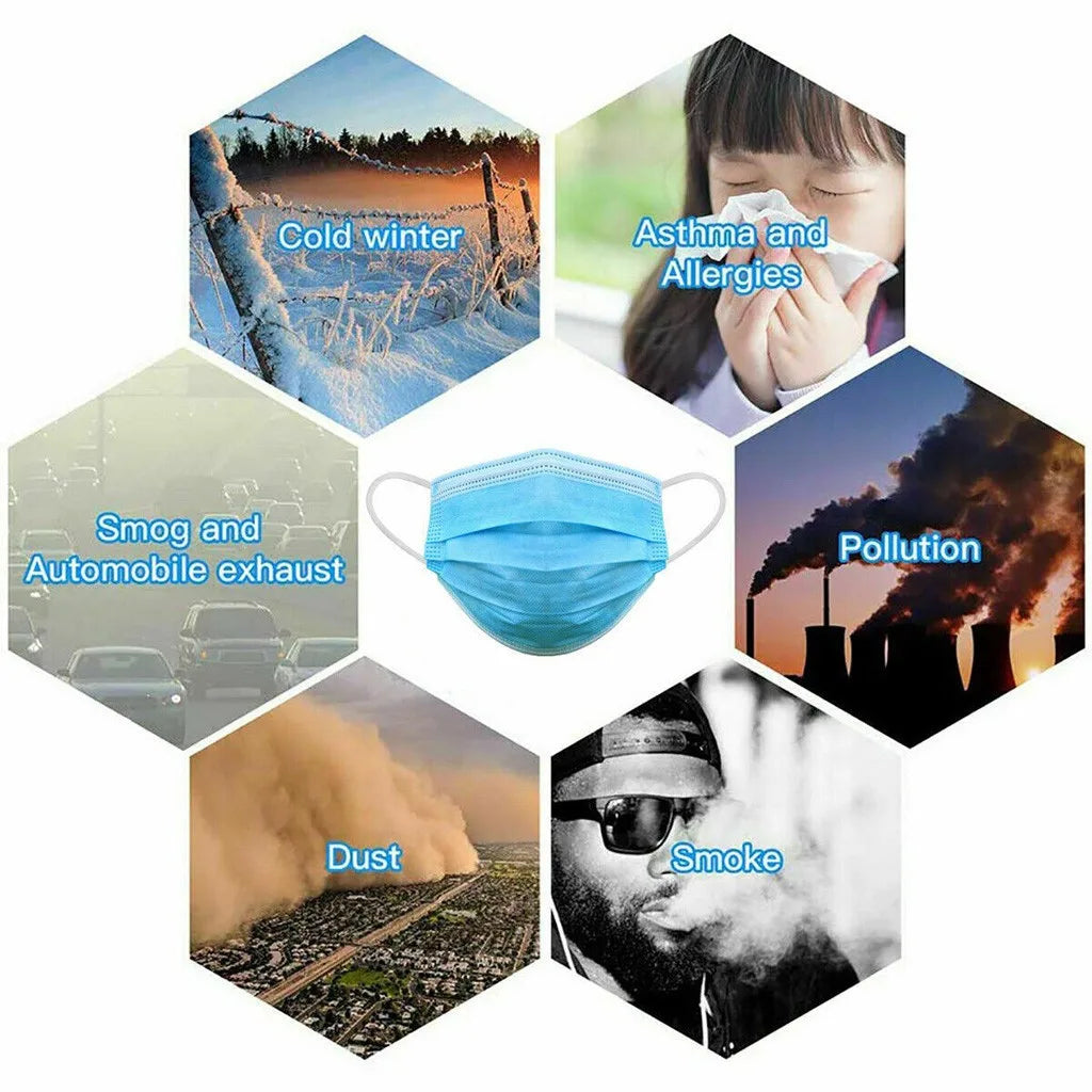 10–200PCS Kids Disposable Face Masks – 3-Ply Non-Woven Breathable Child Masks with Ear Loops, Anti-Dust Protective Mascarillas