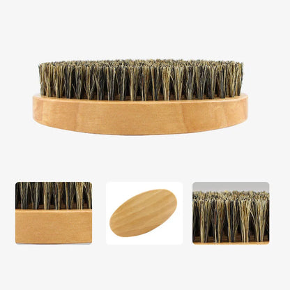 Boar Bristle Beard Brush & Mustache Comb Set Wood Handle Grooming Kit with Bag