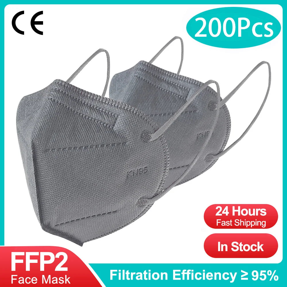 KN95 5-Layer Protective Face Masks 10–200 PCS Breathable Disposable Anti-Dust Masks Adult Multicolor