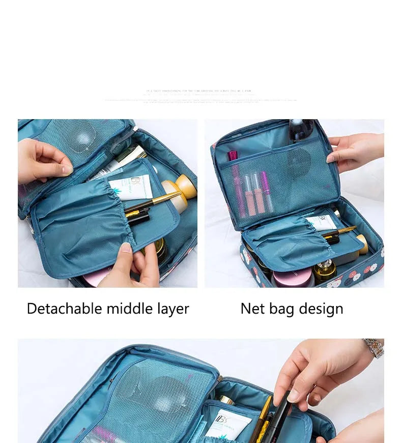 High-Capacity Waterproof Makeup Bag – Women’s Cosmetic Organizer & Travel Toiletry Case