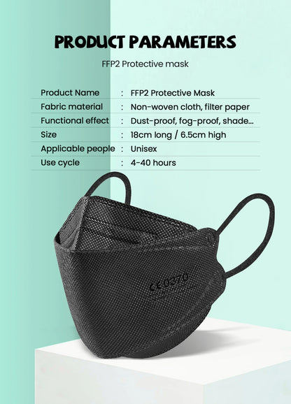 10–200PCS Kids FFP2/KN95 Face Masks – 4-Layer Disposable Protective Masks with Elastic Ear Loops | CE Certified Mascarillas Niños