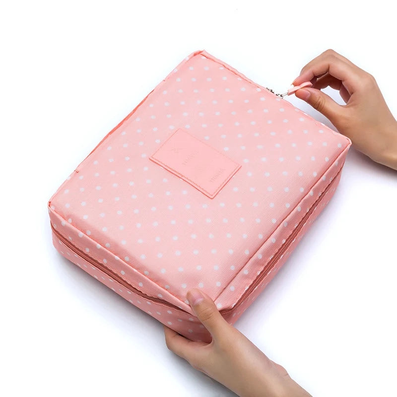 High-Capacity Waterproof Makeup Bag – Women’s Cosmetic Organizer & Travel Toiletry Case