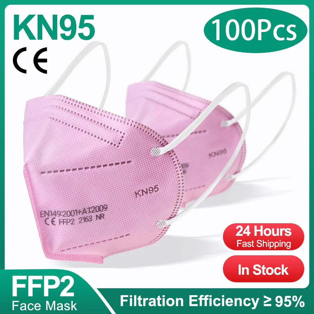KN95 5-Layer Protective Face Masks 10–200 PCS Breathable Disposable Anti-Dust Masks Adult Multicolor