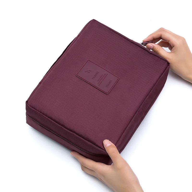 High-Capacity Waterproof Makeup Bag – Women’s Cosmetic Organizer & Travel Toiletry Case
