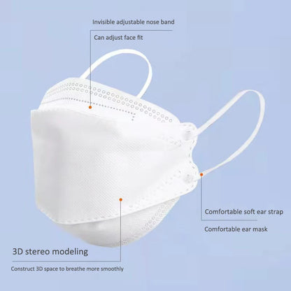FFP2 / KN95 Fish-Style Face Mask – 4-Layer Breathable Adult Mascarilla, CE Certified Disposable Respirator