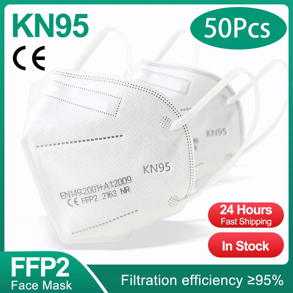 KN95 5-Layer Protective Face Masks 10–200 PCS Breathable Disposable Anti-Dust Masks Adult Multicolor