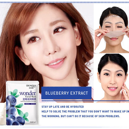 Natural Fruit Facial Sheet Masks – Hydrating, Oil-Control, Moisturizing Skincare with Blueberry, Cucumber, Pomegranate & Aloe