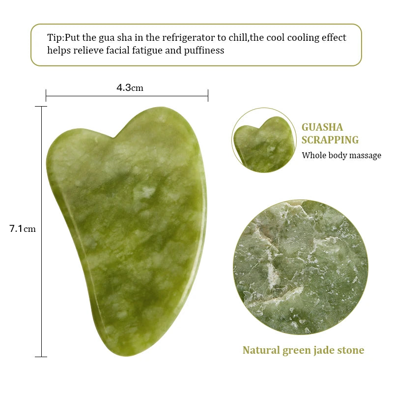 Natural Jade Gua Sha Facial Massage Tool – Stone Scraper for Face, Neck & Body