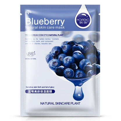 Natural Fruit Facial Sheet Masks – Hydrating, Oil-Control, Moisturizing Skincare with Blueberry, Cucumber, Pomegranate & Aloe