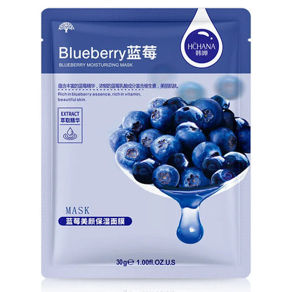 Natural Fruit Facial Sheet Masks – Hydrating, Oil-Control, Moisturizing Skincare with Blueberry, Cucumber, Pomegranate & Aloe