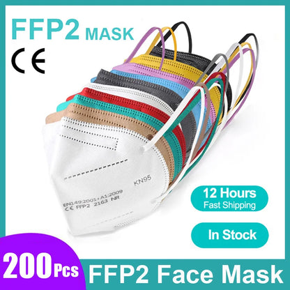 KN95 5-Layer Protective Face Masks 10–200 PCS Breathable Disposable Anti-Dust Masks Adult Multicolor