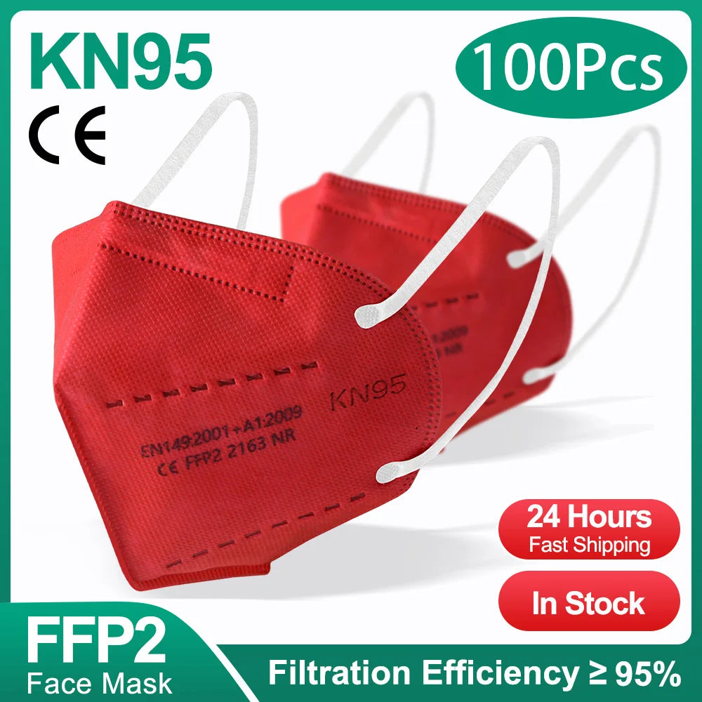 KN95 5-Layer Protective Face Masks 10–200 PCS Breathable Disposable Anti-Dust Masks Adult Multicolor