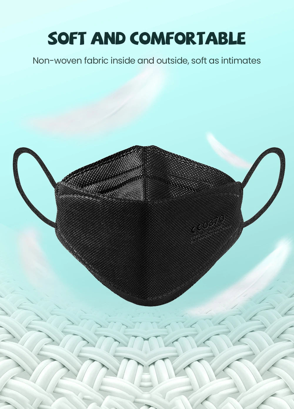 10–200PCS Kids FFP2/KN95 Face Masks – 4-Layer Disposable Protective Masks with Elastic Ear Loops | CE Certified Mascarillas Niños