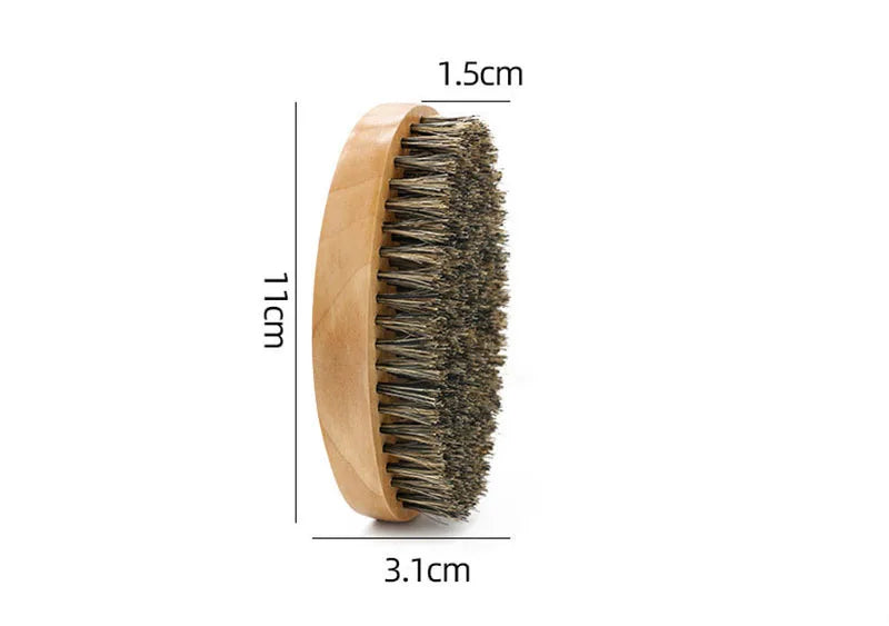 Boar Bristle Beard Brush & Mustache Comb Set Wood Handle Grooming Kit with Bag