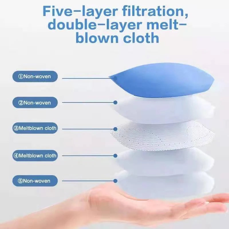 Kids 3D Face Masks 10 Pack Disposable 5-Layer Child Size Soft Ear Loops