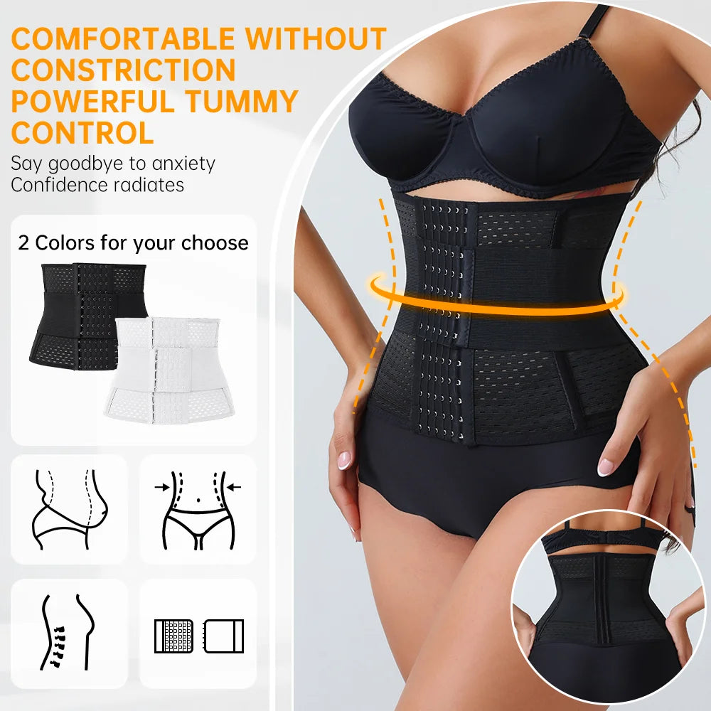 Women’s Adjustable Waist Trainer Corset Double Belt Tummy Control Workout Shapewear