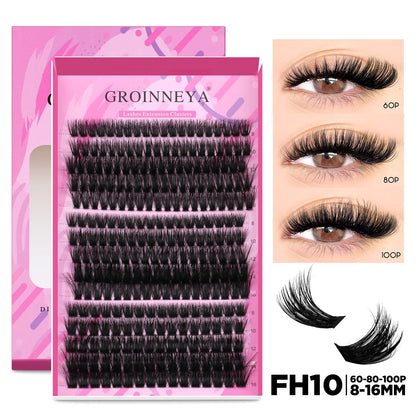 GROINNEYA DIY Lash Extension Kit – Cluster & Individual Lashes with Bond & Seal