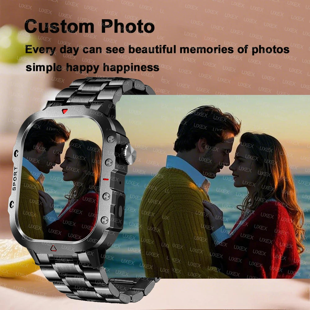 Rugged Men’s Bluetooth Call Smart Watch with Flashlight – 2.01” Outdoor Sports Fitness Watch for Android & iOS