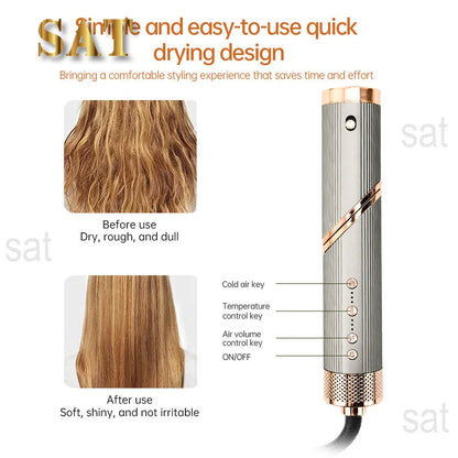 6-in-1 Hot Air Hair Styler Dryer Brush Auto Curler Straightener Volumizer 1400W