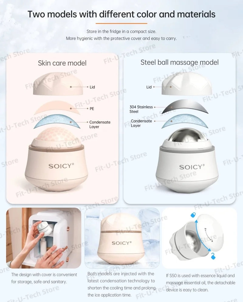 Stainless Steel Ice Roller for Face Cooling Massage Puffiness Skin Care Tool