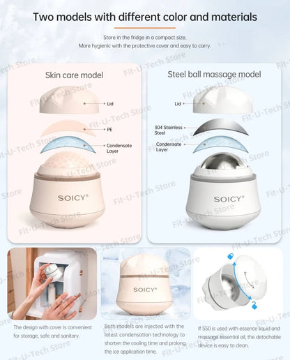 Stainless Steel Ice Roller for Face Cooling Massage Puffiness Skin Care Tool