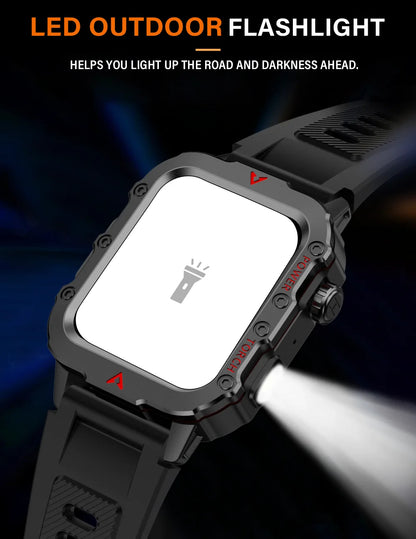 LAXASFIT Men’s Smart Watch with LED Flashlight | Bluetooth Call Sports Watch | Fitness & Activity Tracker