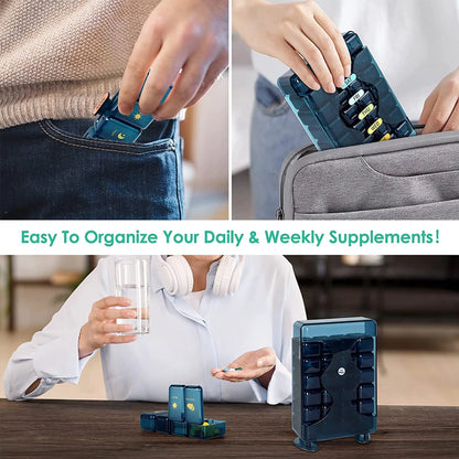 Weekly Pill Organizer 4 Times a Day – Large 7-Day Pill Box with Drawer Design | Travel Medication Case | BPA-Free Pill Storage