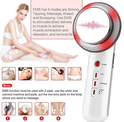 3-in-1 Ultrasonic Body Massager & Skin Firming Device – Microcurrent & Infrared