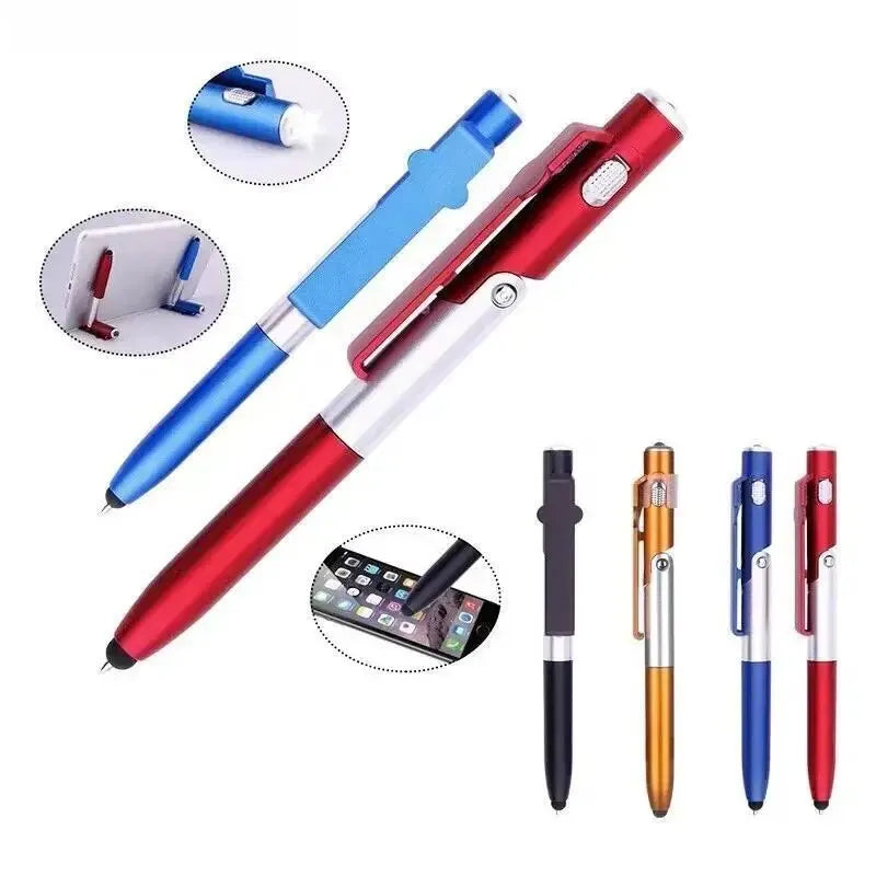 4-in-1 Multifunction Stylus Ballpoint Pen with LED Light, Phone Stand & Touch Screen Tip – Portable Writing Tool for Reading & Office