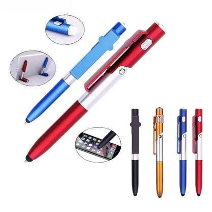 4-in-1 Multifunction Stylus Ballpoint Pen with LED Light, Phone Stand & Touch Screen Tip – Portable Writing Tool for Reading & Office
