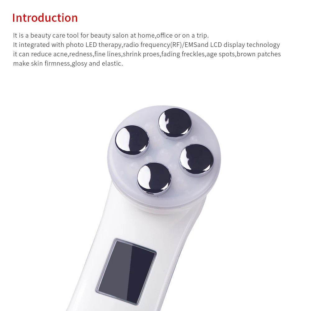 5-in-1 RF EMS LED Photon Beauty Device – Skin Lifting, Anti-Wrinkle & Tightening Facial Massager