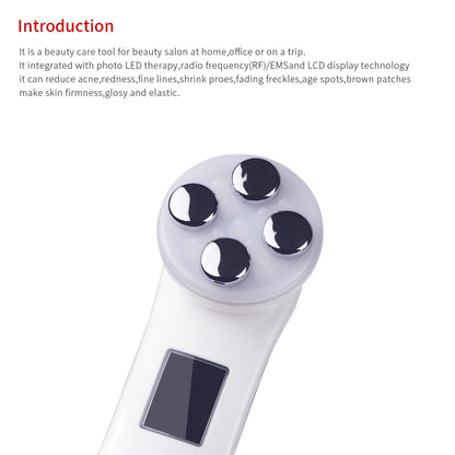 5-in-1 RF EMS LED Photon Beauty Device – Skin Lifting, Anti-Wrinkle & Tightening Facial Massager