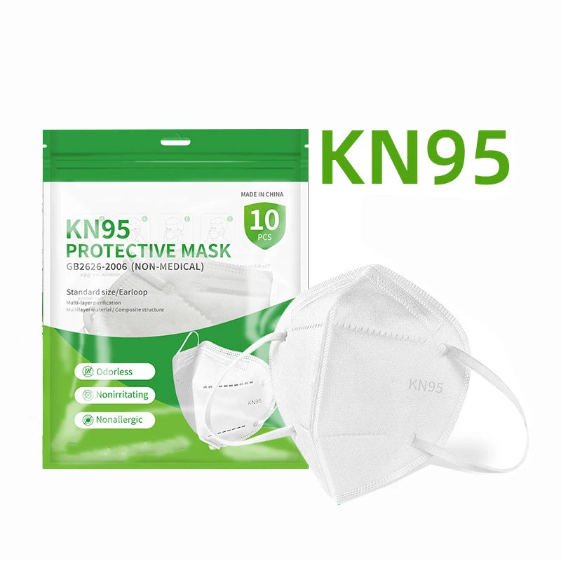 20/40/60 Pcs 5-Layer KN95 Face Masks – Black & White, Breathable Dustproof Protective Masks**