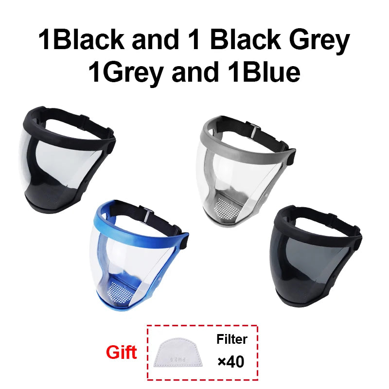Reusable Work Protection Mask with Transparent Face Shield – Anti-Splash Facial Protector with Silicone Seal & Respiratory Filter for Kitchen, Food Service, and Industrial Use