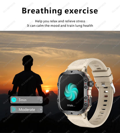 Rugged Military GPS Smart Watch for Men – Bluetooth Call, Heart Rate, Blood Oxygen, AI Voice, Sport & Waterproof
