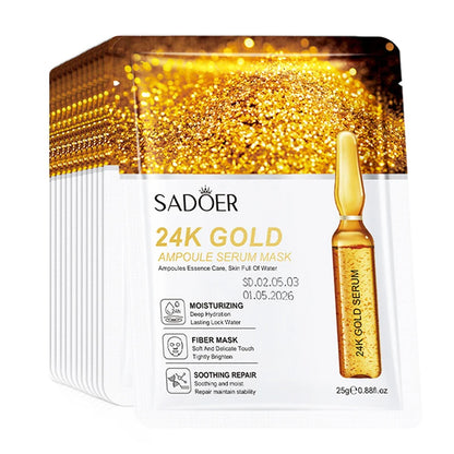 10-30 Pcs SADOER 24K Gold Vitamin C & Hyaluronic Acid Facial Masks – Moisturizing, Firming & Hydrating Skincare Treatment