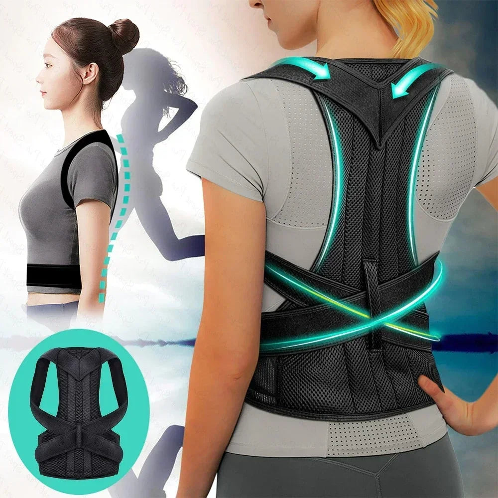 Adjustable Back Posture Corrector Brace Shoulder Support Belt Spine Trainer